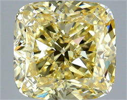 Picture of Lab Grown Diamond 4.07 Carats, CUSHION MODIFIED with  Cut, Fancy Intense Yellow Color, VVS2 Clarity and Certified by IGI