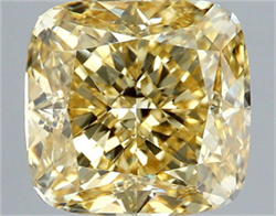Picture of Lab Grown Diamond 3.38 Carats, CUSHION MODIFIED with  Cut, Fancy Intense Yellow Color, VS1 Clarity and Certified by IGI