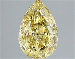 Picture of Lab Grown Diamond 3.10 Carats, Pear with  Cut, Fancy Intense Yellow Color, VS2 Clarity and Certified by IGI