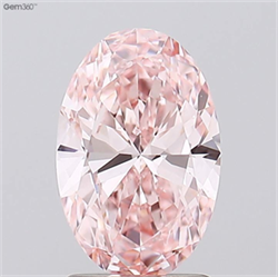 Picture of Lab Grown Diamond 1.51 Carats, Oval with  Cut, Fancy Intense Pink Color, VVS2 Clarity and Certified by IGI