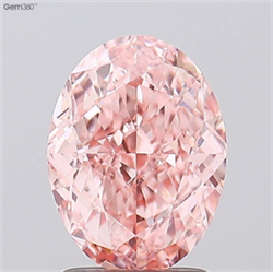 Picture of Lab Grown Diamond 2.16 Carats, Oval with  Cut, Fancy Vivid Pink Color, VVS2 Clarity and Certified by IGI