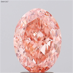 Picture of Lab Grown Diamond 3.22 Carats, Oval with  Cut, Fancy Vivid Pink Color, VVS2 Clarity and Certified by IGI