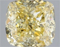 Picture of Lab Grown Diamond 2.58 Carats, CUSHION MODIFIED with  Cut, Fancy Intense Yellow Color, VVS2 Clarity and Certified by IGI