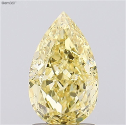 Picture of Lab Grown Diamond 1.52 Carats, Pear with  Cut, Fancy Intense Yellow Color, VS1 Clarity and Certified by IGI