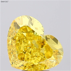 Picture of Lab Grown Diamond 7.02 Carats, Heart with  Cut, Fancy Vivid Yellow Color, VS1 Clarity and Certified by IGI