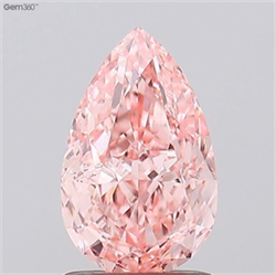 Picture of Lab Grown Diamond 1.57 Carats, Pear with  Cut, Fancy Vivid Pink Color, VVS2 Clarity and Certified by IGI