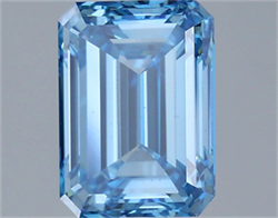 Picture of Lab Grown Diamond 3.50 Carats, Emerald with  Cut, Fancy Vivid Blue Color, VS1 Clarity and Certified by IGI