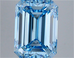 Picture of Lab Grown Diamond 10.01 Carats, Emerald with  Cut, Fancy Vivid Blue Color, VS2 Clarity and Certified by IGI