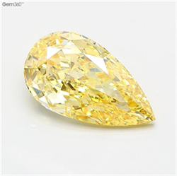 Picture of Lab Grown Diamond 3.06 Carats, Pear with  Cut, Fancy Vivid Yellow Color, VS1 Clarity and Certified by IGI