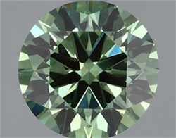 Picture of Lab Grown Diamond 1.58 Carats, Round with Very Good Cut, Fancy Vivid Green Color, VS1 Clarity and Certified by IGI