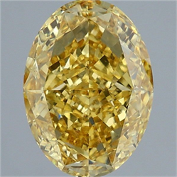 Picture of Lab Grown Diamond 4.03 Carats, Oval with  Cut, Fancy Vivid Yellow Color, VS1 Clarity and Certified by IGI