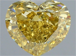 Picture of Lab Grown Diamond 3.09 Carats, Heart with  Cut, Fancy Vivid Yellow Color, VS1 Clarity and Certified by IGI