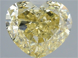 Picture of Lab Grown Diamond 4.05 Carats, Heart with  Cut, Fancy Intense Yellow Color, VVS2 Clarity and Certified by IGI