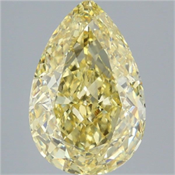 Picture of Lab Grown Diamond 5.07 Carats, Pear with  Cut, Fancy Intense Yellow Color, VVS2 Clarity and Certified by IGI