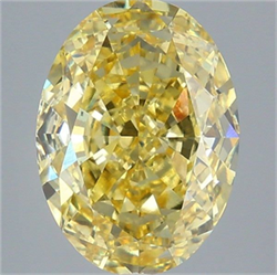 Picture of Lab Grown Diamond 5.09 Carats, Oval with  Cut, Fancy Intense Yellow Color, VS1 Clarity and Certified by IGI