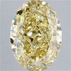 Picture of Lab Grown Diamond 3.06 Carats, Oval with  Cut, Fancy Intense Yellow Color, VVS2 Clarity and Certified by IGI