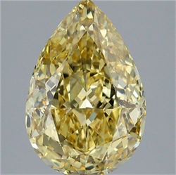 Picture of Lab Grown Diamond 4.08 Carats, Pear with  Cut, Fancy Intense Yellow Color, VVS2 Clarity and Certified by IGI