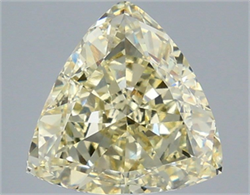 Picture of Lab Grown Diamond 4.05 Carats, TRIANGULAR with  Cut, Fancy Light Yellow Color, VVS2 Clarity and Certified by IGI
