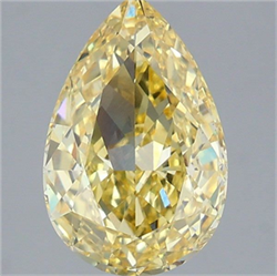 Picture of Lab Grown Diamond 3.57 Carats, Pear with  Cut, Fancy Intense Yellow Color, VS1 Clarity and Certified by IGI