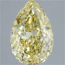 Picture of Lab Grown Diamond 4.08 Carats, Pear with  Cut, Fancy Intense Yellow Color, VS2 Clarity and Certified by IGI
