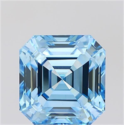 Picture of Lab Grown Diamond 3.00 Carats, Asscher with  Cut, Fancy Vivid Blue Color, VS1 Clarity and Certified by IGI