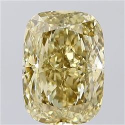 Picture of Lab Grown Diamond 4.01 Carats, CUSHION MODIFIED with  Cut, Fancy Yellow Color, VS1 Clarity and Certified by IGI