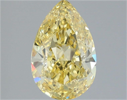 Picture of Lab Grown Diamond 2.56 Carats, Pear with  Cut, Fancy Vivid Yellow Color, VVS2 Clarity and Certified by IGI