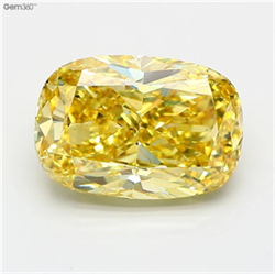Picture of Lab Grown Diamond 5.02 Carats, CUSHION MODIFIED with  Cut, Fancy Vivid Yellow Color, VS1 Clarity and Certified by IGI