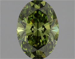 Picture of Lab Grown Diamond 1.53 Carats, Oval with  Cut, Fancy Vivid Green Color, VS1 Clarity and Certified by IGI
