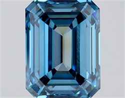 Picture of Lab Grown Diamond 1.63 Carats, Emerald with  Cut, Fancy Vivid Blue Color, VVS2 Clarity and Certified by IGI