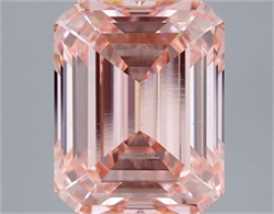 Picture of Lab Grown Diamond 3.03 Carats, Emerald with  Cut, Fancy Vivid Pink Color, VS2 Clarity and Certified by IGI