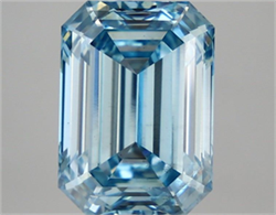 Picture of Lab Grown Diamond 5.02 Carats, Emerald with  Cut, Fancy Vivid Blue Color, VS2 Clarity and Certified by IGI