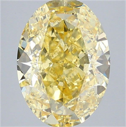 Picture of Lab Grown Diamond 5.05 Carats, Oval with  Cut, Fancy Intense Yellow Color, VS1 Clarity and Certified by IGI