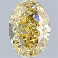 Picture of Lab Grown Diamond 2.54 Carats, Oval with  Cut, Fancy Intense Yellow Color, VS2 Clarity and Certified by IGI