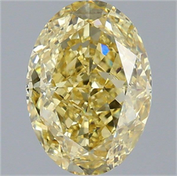 Picture of Lab Grown Diamond 3.05 Carats, Oval with  Cut, Fancy Intense Yellow Color, VVS2 Clarity and Certified by IGI