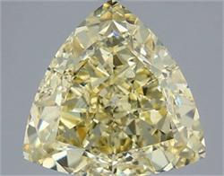 Picture of Lab Grown Diamond 4.60 Carats, TRIANGULAR with  Cut, Fancy Yellow Color, VVS2 Clarity and Certified by IGI
