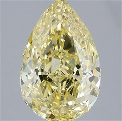 Picture of Lab Grown Diamond 3.03 Carats, Pear with  Cut, Fancy Intense Yellow Color, VVS2 Clarity and Certified by IGI