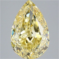 Picture of Lab Grown Diamond 5.57 Carats, Pear with  Cut, Fancy Intense Yellow Color, VVS2 Clarity and Certified by IGI