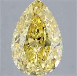 Picture of Lab Grown Diamond 4.04 Carats, Pear with  Cut, Fancy Vivid Yellow Color, VS1 Clarity and Certified by IGI