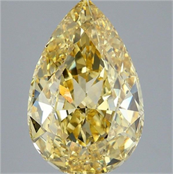 Picture of Lab Grown Diamond 5.08 Carats, Pear with  Cut, Fancy Intense Yellow Color, VVS2 Clarity and Certified by IGI