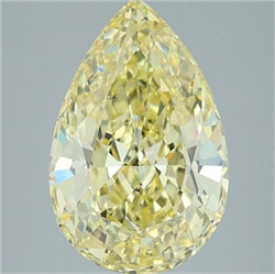 Picture of Lab Grown Diamond 5.11 Carats, Pear with  Cut, Fancy Intense Yellow Color, VS1 Clarity and Certified by IGI