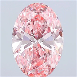 Picture of Lab Grown Diamond 5.70 Carats, Oval with  Cut, Fancy Vivid Pink Color, VS2 Clarity and Certified by IGI