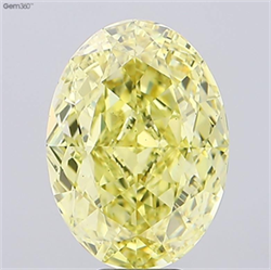 Picture of Lab Grown Diamond 10.01 Carats, Oval with  Cut, Fancy Intense Yellow Color, VS2 Clarity and Certified by IGI