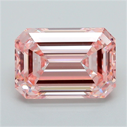 Picture of Lab Grown Diamond 5.05 Carats, Emerald with  Cut, Fancy Intense Pink Color, VS1 Clarity and Certified by IGI