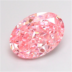 Picture of Lab Grown Diamond 2.84 Carats, Oval with  Cut, Fancy Vivid Pink Color, VS1 Clarity and Certified by IGI