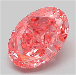 Picture of Lab Grown Diamond 3.08 Carats, Oval with  Cut, Fancy Vivid Pink Color, VVS2 Clarity and Certified by IGI