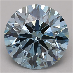 Picture of Lab Grown Diamond 4.01 Carats, Round with Ideal Cut, Fancy Vivid Blue Color, VVS2 Clarity and Certified by IGI