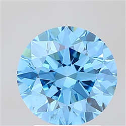 Picture of Lab Grown Diamond 2.00 Carats, Round with Ideal Cut, Fancy Vivid Blue Color, VS2 Clarity and Certified by IGI
