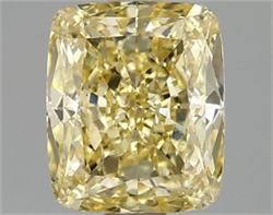 Picture of Lab Grown Diamond 1.59 Carats, CUSHION MODIFIED with  Cut, Fancy Intense Yellow Color, VS1 Clarity and Certified by IGI