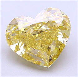 Picture of Lab Grown Diamond 4.06 Carats, Heart with  Cut, Fancy Intense Yellow Color, VVS2 Clarity and Certified by IGI